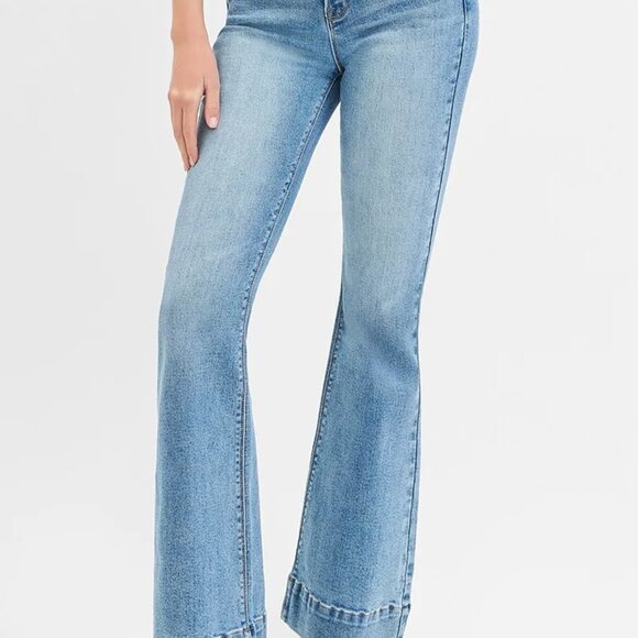 RISEN Full Size Tummy Control Elastic Band High Rise Flare Jeans Plus Size - Picture 6 of 7